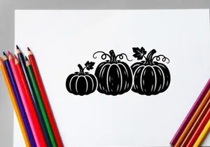 Stylized Halloween Pumpkin Illustration with Leaves and Vines