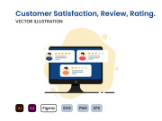 Application rating concept, technology, customer feedback, review flat modern design.