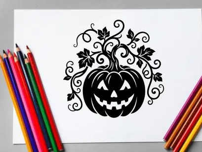 Halloween Pumpkin Jack-o'-Lantern with Spooky Face for Fall Decor