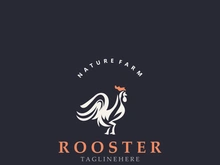 Modern and minimalist rooster logo design, poultry farm logo, vintage symbol