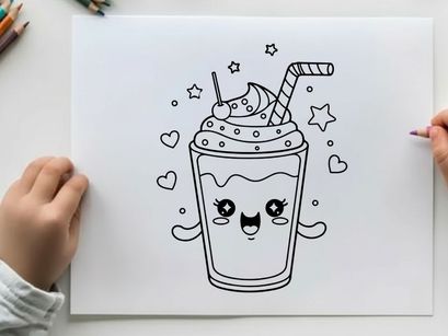 Cute milkshake with face happy drink vector illustration
