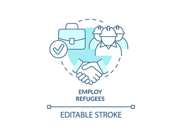 Employ refugees turquoise concept icon preview picture