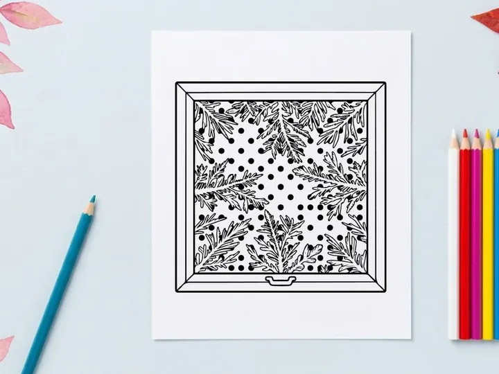 Christmas window decoration with festive holly leaf pattern and polka dot design.
