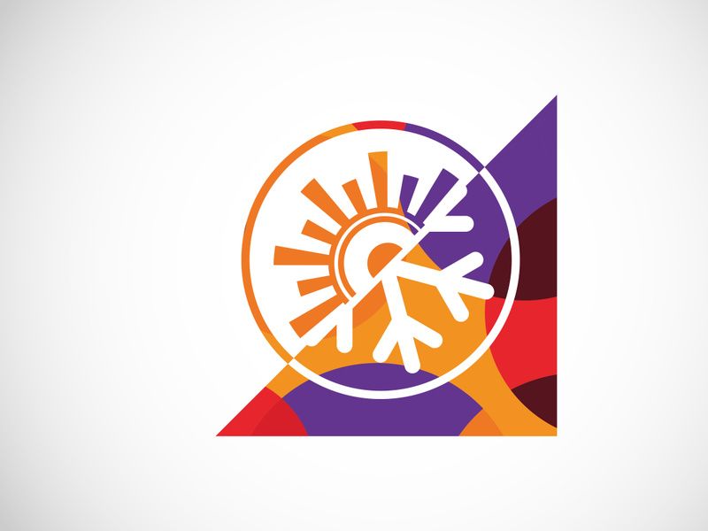 Air conditioner low poly logo sign symbol. Hot and cold symbol