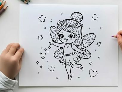 Cute fairy with stars and hearts vector illustration