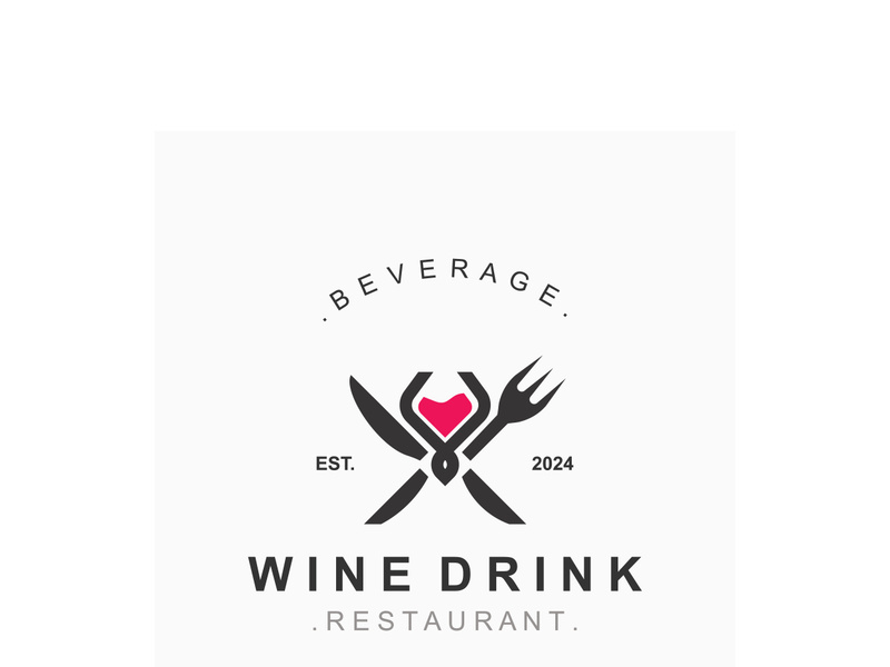Wine drink Vintage logo label with glass or beer premium, bars, clubs, cafes company