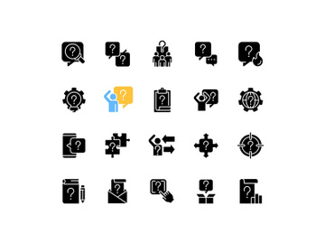 Question mark black glyph icons set preview picture
