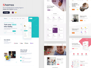 Shams is a pack of 8 landing pages in high quality XD format preview picture