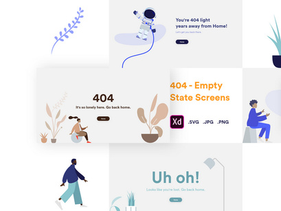 404-Not Found Empty State Screens for Web