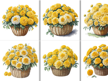 Watercolor Flower Basket Design preview picture