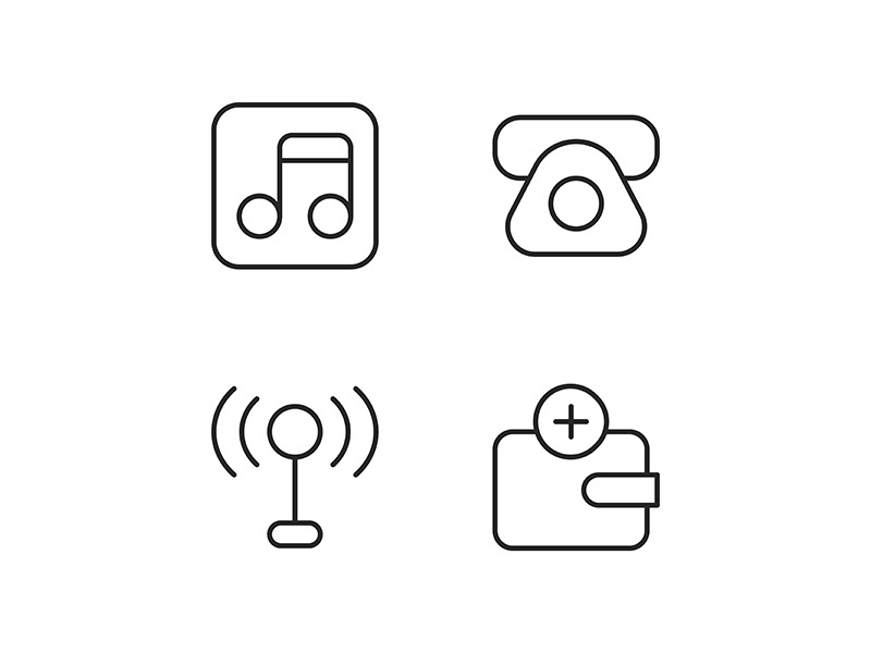 Mobile interface pixel perfect linear icons set