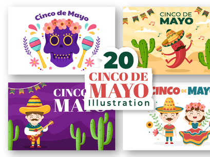 20 Cinco de Mayo Mexican Holiday Illustration