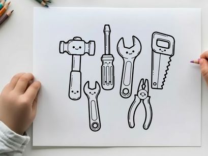 Hand tools set flat design vector illustration scalable