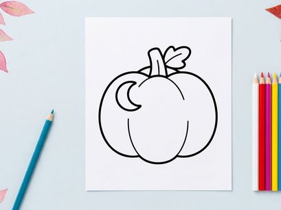 Handgezeichneter Halloween-Kürbis mit herzförmigen Augen. Niedlicher Cartoon-Kürbislaternen-Schnörkel für festliche Herbstdesigns.