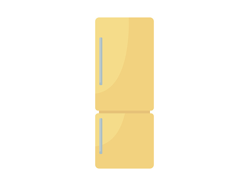 Yellow refrigerator semi flat color vector object