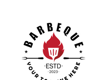 Simple Barbecue Vintage hot grill, with crossed flames and spatula. Logo for restaurant, badge, cafe and bar.vectorSimple Barbecue Vintage hot grill, with crossed flames and spatula. Logo for restaurant, badge, cafe and bar.vector preview picture