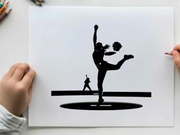 Cheerleader silhouette performing a high kick stunt preview picture