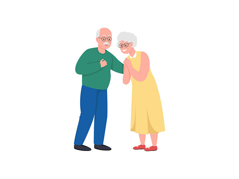 Senior couple flat color vector detailed character