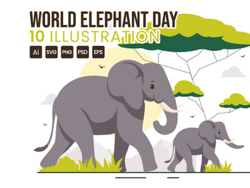 10 World Elephant Day Illustration preview picture