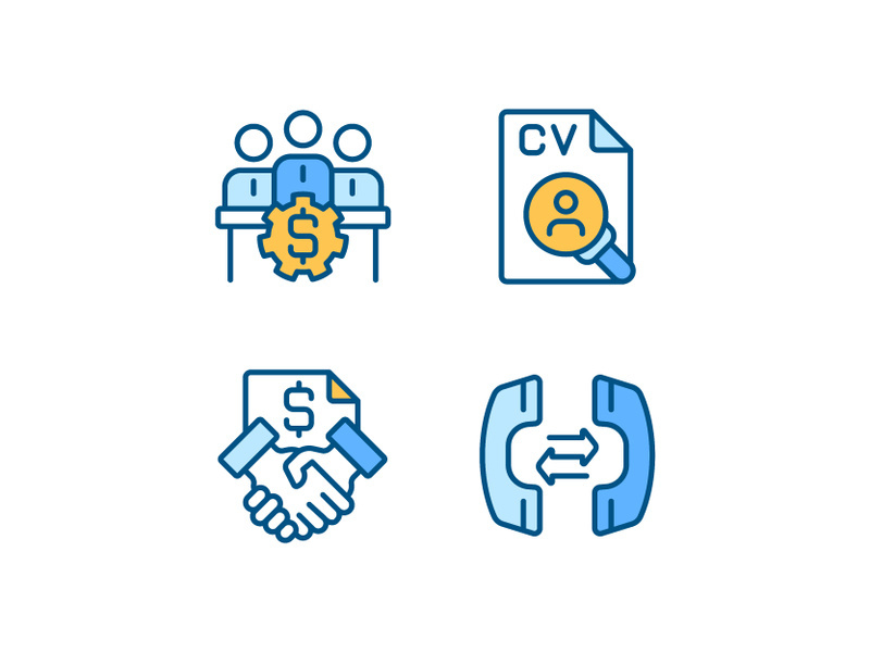 Business operations pixel perfect RGB color icons set