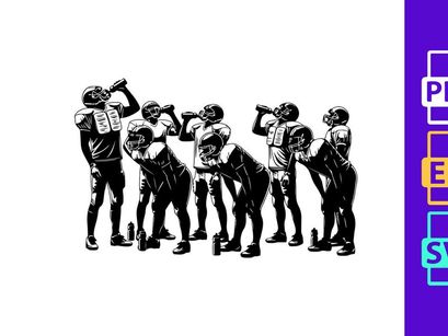 Illustration of a group of men drinking from bottles