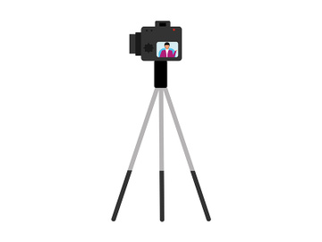 Camera on tripod semi flat color vector object preview picture
