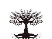 Root Leaf Family Tree of Life Oak Banyan Maple Stamp Seal Emblem Label logo design vector