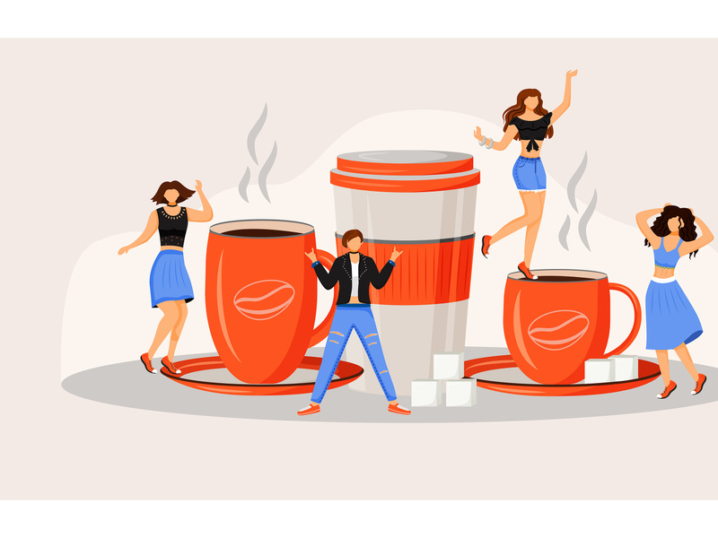 Coffee fest flat concept vector illustration