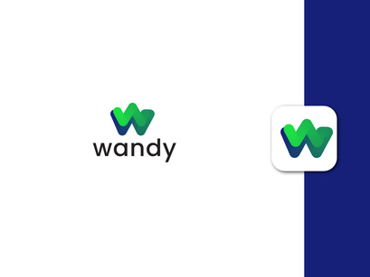 Blendy Glossy Letter W Logo Design With Mobile App Icon Design