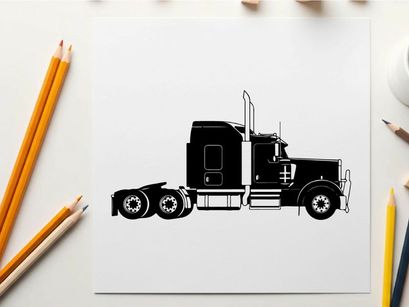 Silhouette of a semi truck with trailer