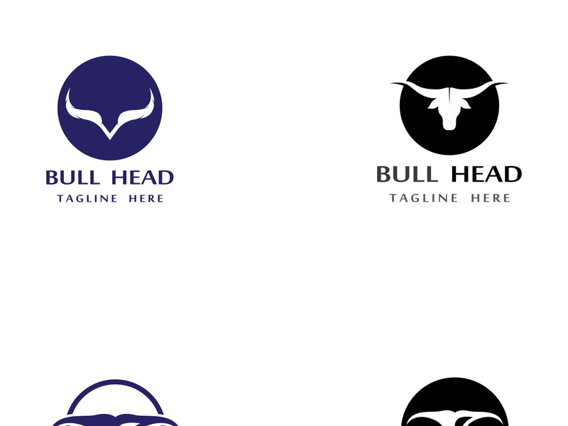 Retro vintage bull head horns logo design