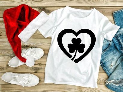 Black heart shape with clover symbol love luck vector icon