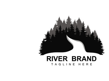 River Logo Design, River Creek Vector, Riverside Illustration With A Combination Of Mountains And Nature, Product Brand preview picture