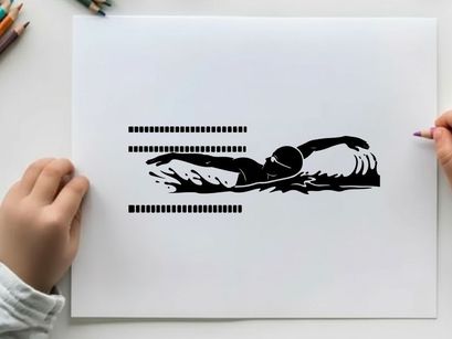 Silhouette of a swimmer in a pool swimming stroke silhouette