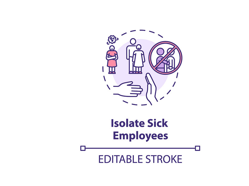 Isolate sick employees concept icon