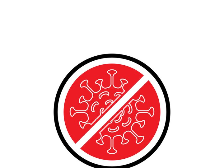 Coronavirus covid-19 prohibition sign flat vector