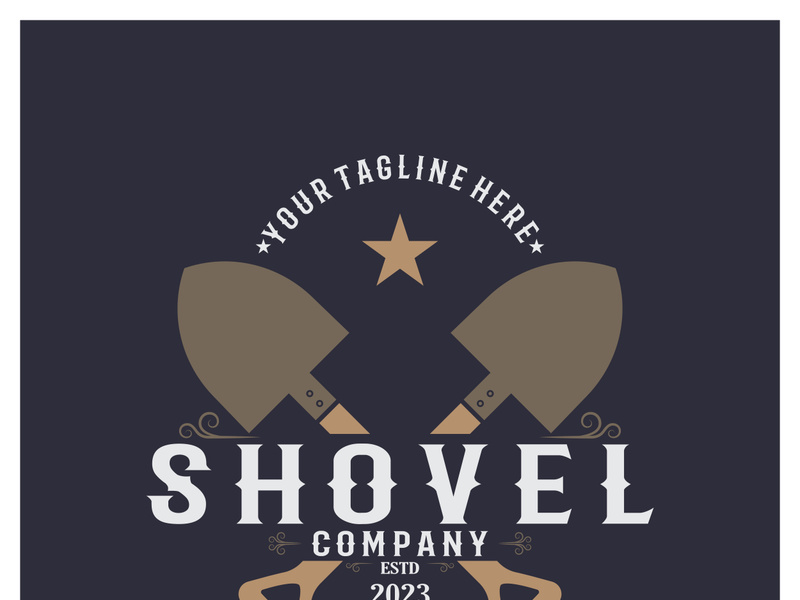 Shovel logo for agriculture, excavation,building, mining foundation. gardening vector set design with leaves