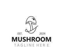 Mushroom botanical logo  modern and simple stamp style. nature or food template