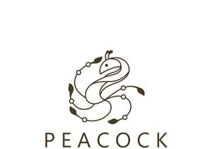 Peacock logo line art elegant concept icon design template flat vector illustration