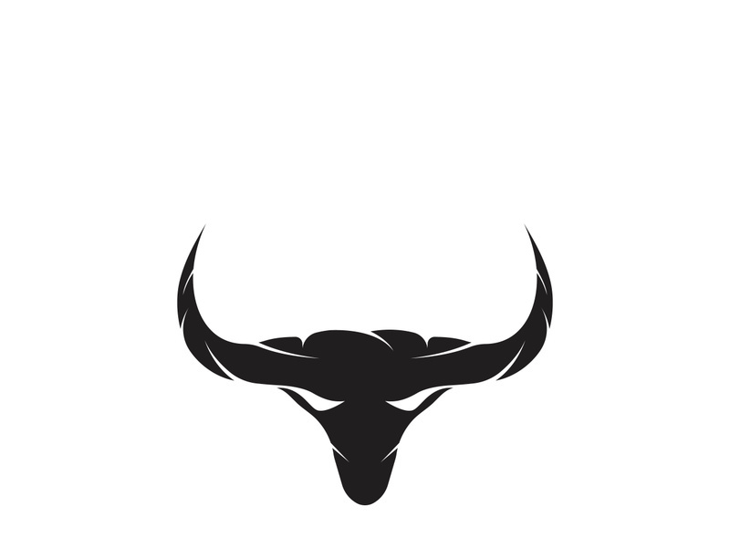 Retro vintage bull head horns logo.