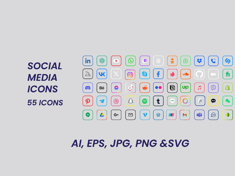 Popular Social Media Logo Icons Pack