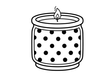 Polka-Dot-Kerzen-Icon. Einfache Strichkunst-Illustration einer brennenden Kerze in einem Glas.