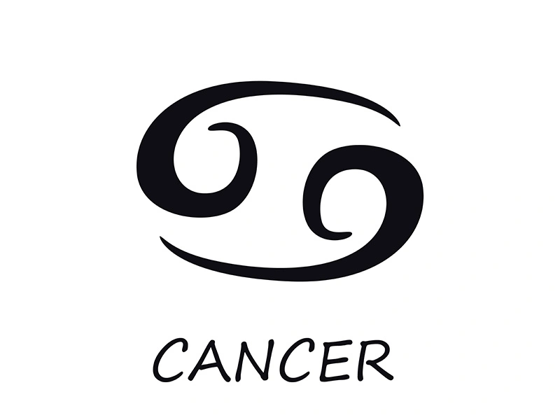 Cancer zodiac sign black vector illustration