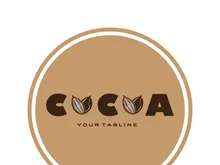 cocoa logo,cocoa bean,cocoa tree,cocoa branches and leaves,chocolate mix on white background,vintage,modern,simple,minimalist icon illustration template design vector