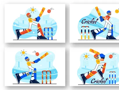 10 Cricket Player Illustration