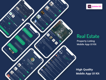 Real Estate & Property Mobile App Dark Version (XD) preview picture