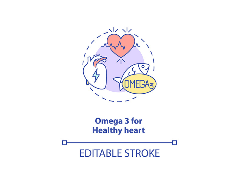Omega 3 for healthy heart concept icon