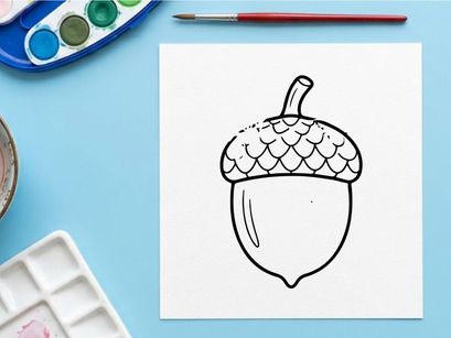 Niedliche handgezeichnete Eichel-Illustration. Künstlerische Skizze einer Nuss mit strukturierter Kappe und Stiel, perfekt für naturtypische Designs.