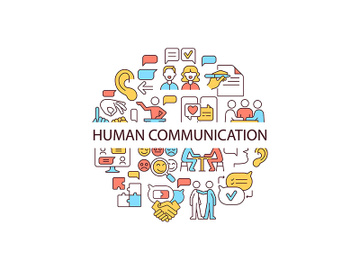Human communication abstract color concept layout with headline preview picture
