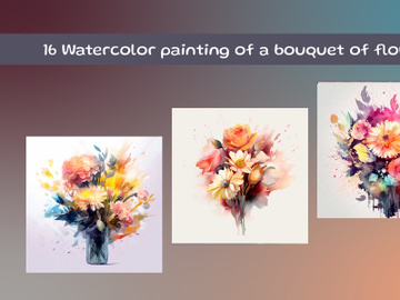 Watercolor painting of a bouquet of flowers preview picture